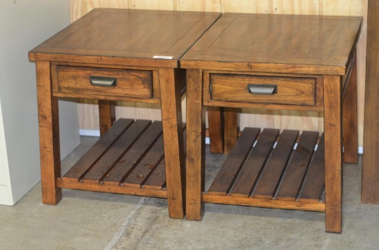 (2) 26 in. deep x 22 in. wide x 24 in. tall matching single drawer end tables