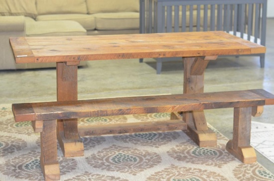 72 in. wide x 34 in. deep x 31 in. tall Amish made Harvest style kitchen table