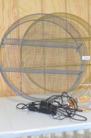 (2) Round wall shelves & (2) Edison style lights