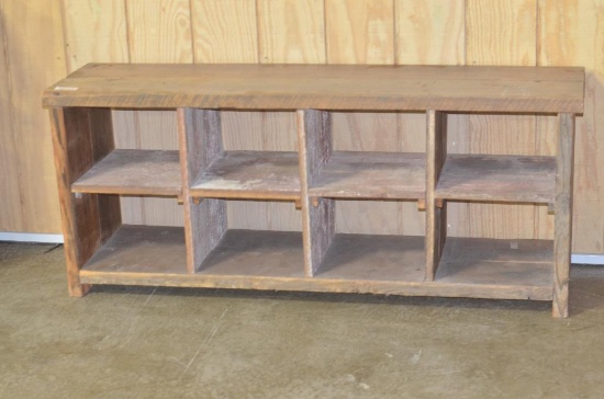 58 in. wide x 24 in. tall x 15.5 in. deep rustic wooden cubby organizer