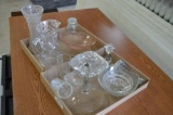 Large selection of glassware to include pink depression
