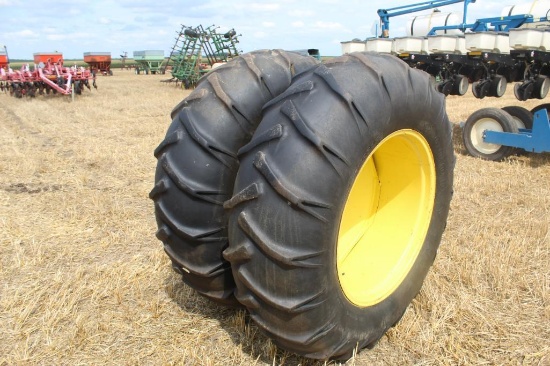 18.4-34 Tractor Tires on Yellow Rims