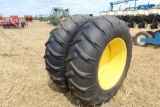 18.4-34 Tractor Tires on Yellow Rims