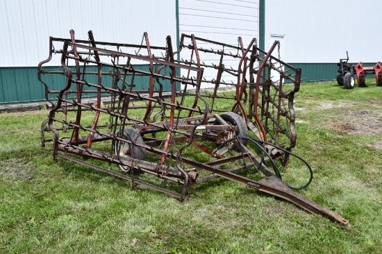 John Deere 22' 4 section harrow on Noble 800 series hyd. cart