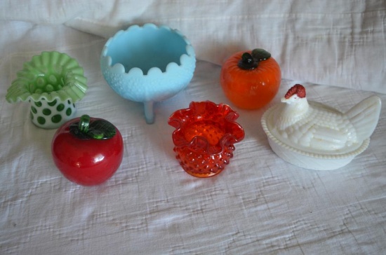 Glassware to include fruit, Hens on the Nest, etc.