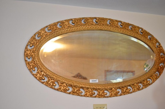 48 in. wide x 27 in. tall oval fancy wall mirror