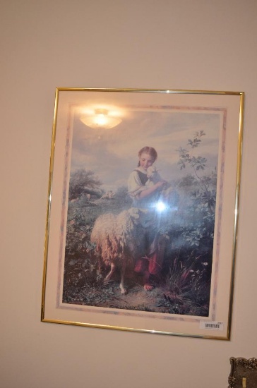 28 in. tall x 22 in. wide modern lamb picture