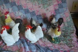 (6) Ceramic roosters & chickens