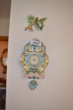 Modern clock & hummingbird wall art