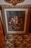 Framed girl hugging St. Bernard picture