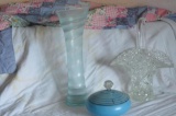 Glassware to include baskets & powder dish