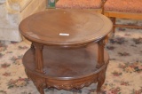 28 in. diameter 2-tier wooden end table