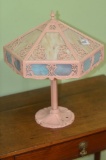 Art deco slag glass table lamp