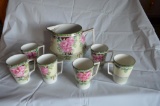 Hand painted Nippon pitcher & glass set