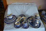 Quantity of Willow Ware dishes