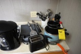 Assortment of small kitchen appliances and utensils