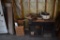 Modern rugs, older base cabinet, & croquet set