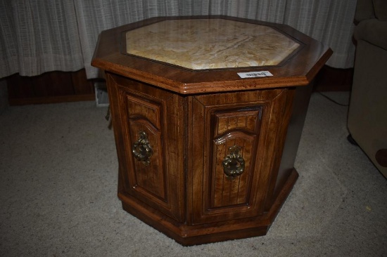 Octagon table with marble inlay