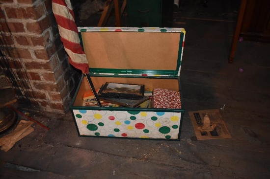 Vintage toy chest & contents to include