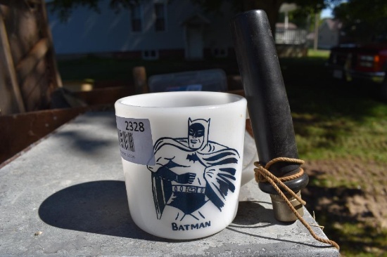 Vintage Batman coffee mug & duck call