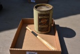 Early coffee tin & early Galesburg, IL bat