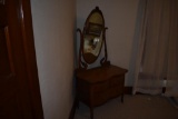 Vintage 3-drawer small oak ladies dresser with oval mirror