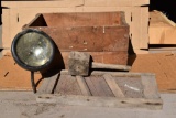 Vintage wooden crate, Kraut cutter, headlight, etc.