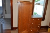 Antique wood 5-drawer wardrobe
