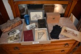 Flat of misc. postcards & wood boxes