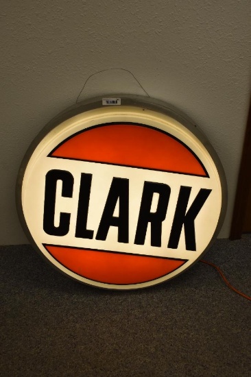 Clark Gasoline single sided plastic light up sign with original can