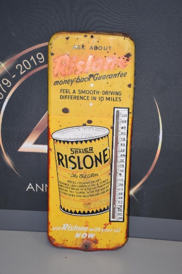 Rislone advertising metal thermometer