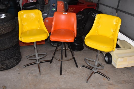 (3) Retro style barstools