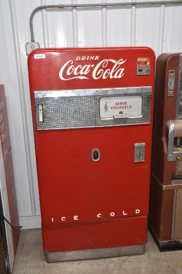 Coca-Cola upright Vendo V-83 cooler (has been customized into a shelving unit