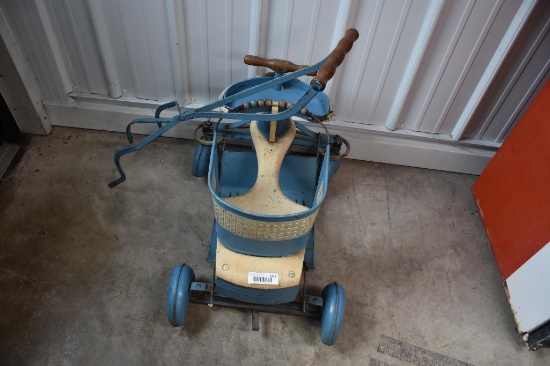 Light blue baby stroller