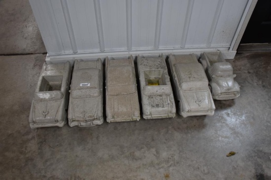 (6) Concrete automotive yard art vehicles