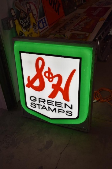 S&H double sided light up plastic faced sign (works)