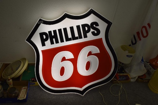 Phillips 66 light up single sided plastic embossed sign