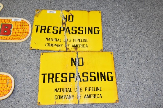 (2) Porcelain no trespassing signs