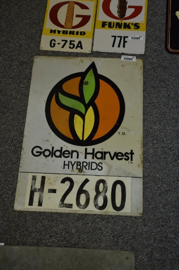 Golden Harvest single sided metal seed sign