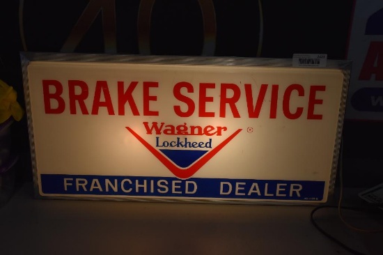 Wagner Brake Service plastic faced light up advertising sign