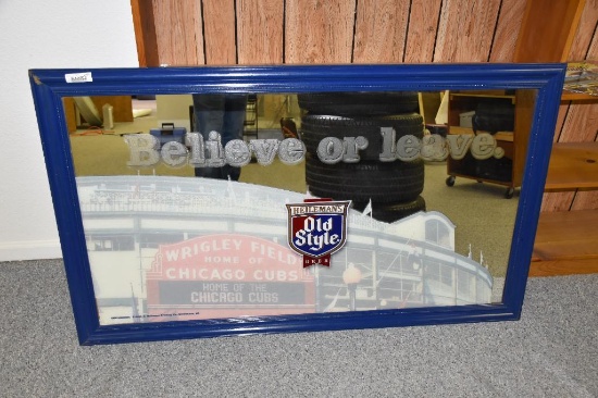 Old Style /Wrigley Field mirrored advertising framed sign