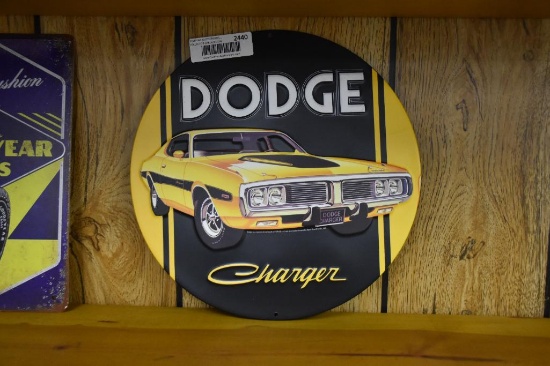 Dodge Charger single sided embossed metal sign