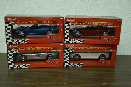 (4) 1/25th scale year 2000's Corvette Promo Cars