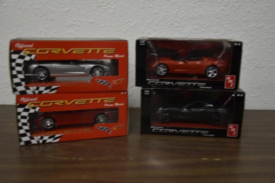 (4) 1/25th scale year 2000's Corvette Promo Cars