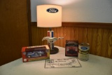Misc. Ford Items to include, Lamp, Motor Oil can, die cast car etc..
