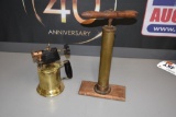 Early Brass torch and tire pump