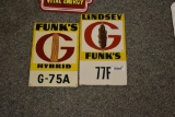 (2) Funks G seed signs (both are metal tin tackers)
