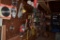 Contents on north side of peg board all new, to include tool sets, saw blades, plier holders, spark
