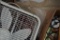 Wooden bin & contents to include fans, office chairs, etc.