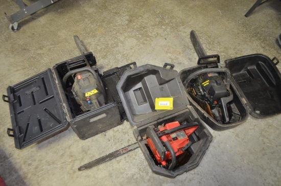 (3) Chainsaws in poly cases
